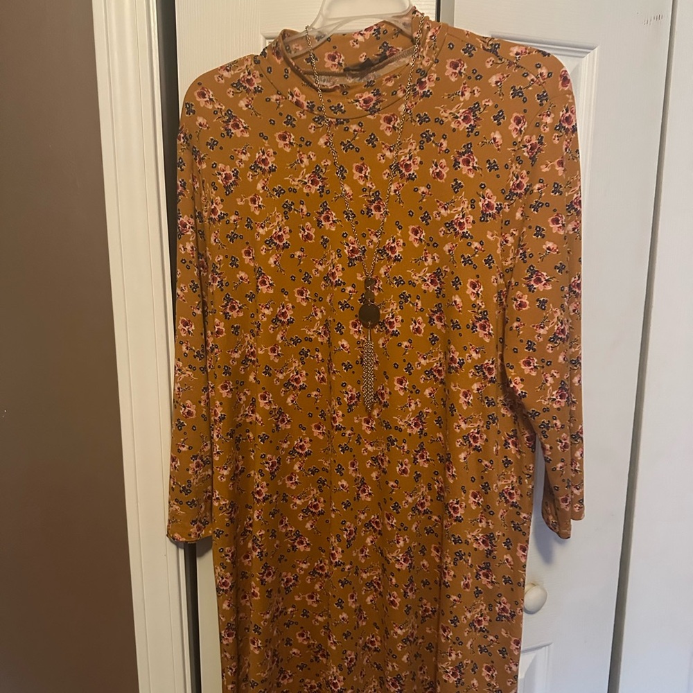 As U Wish Mustard Floral Dress